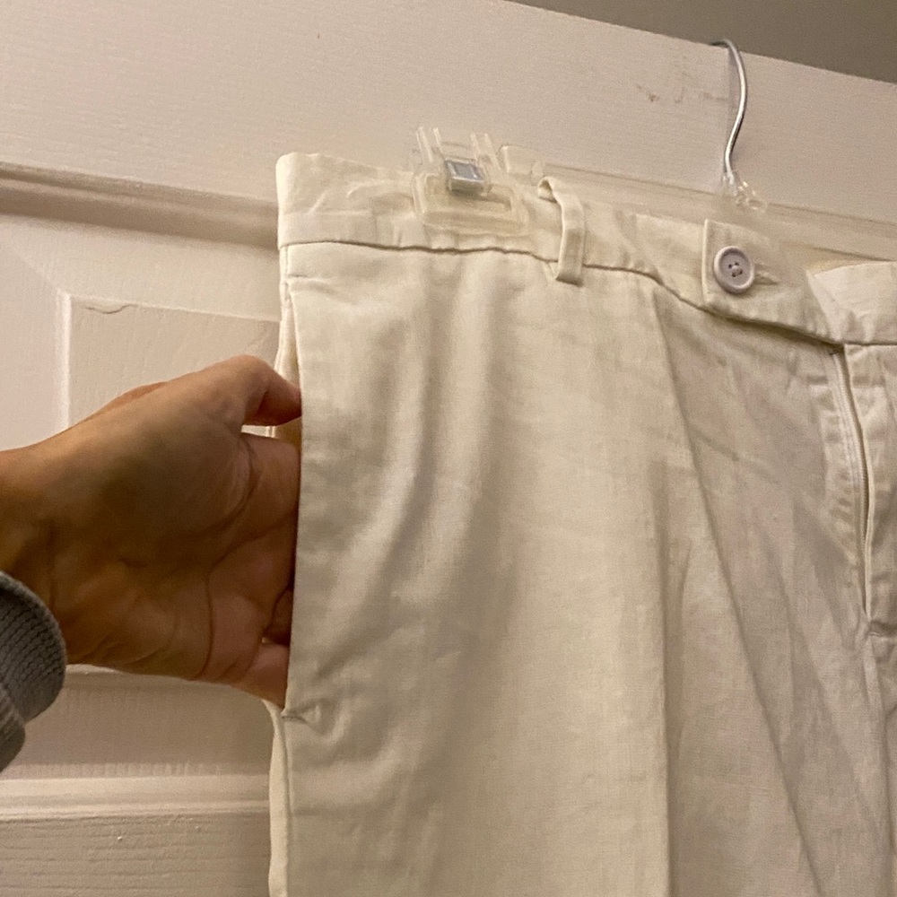 GAP white Linen wide leg cuffed trousers - Picture 5 of 14